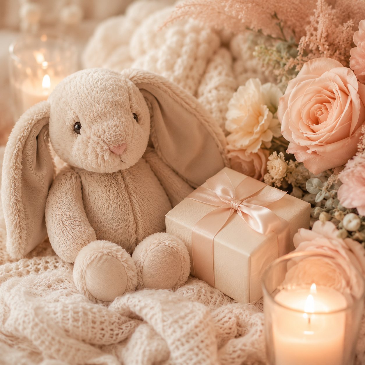Plush bunny and gift