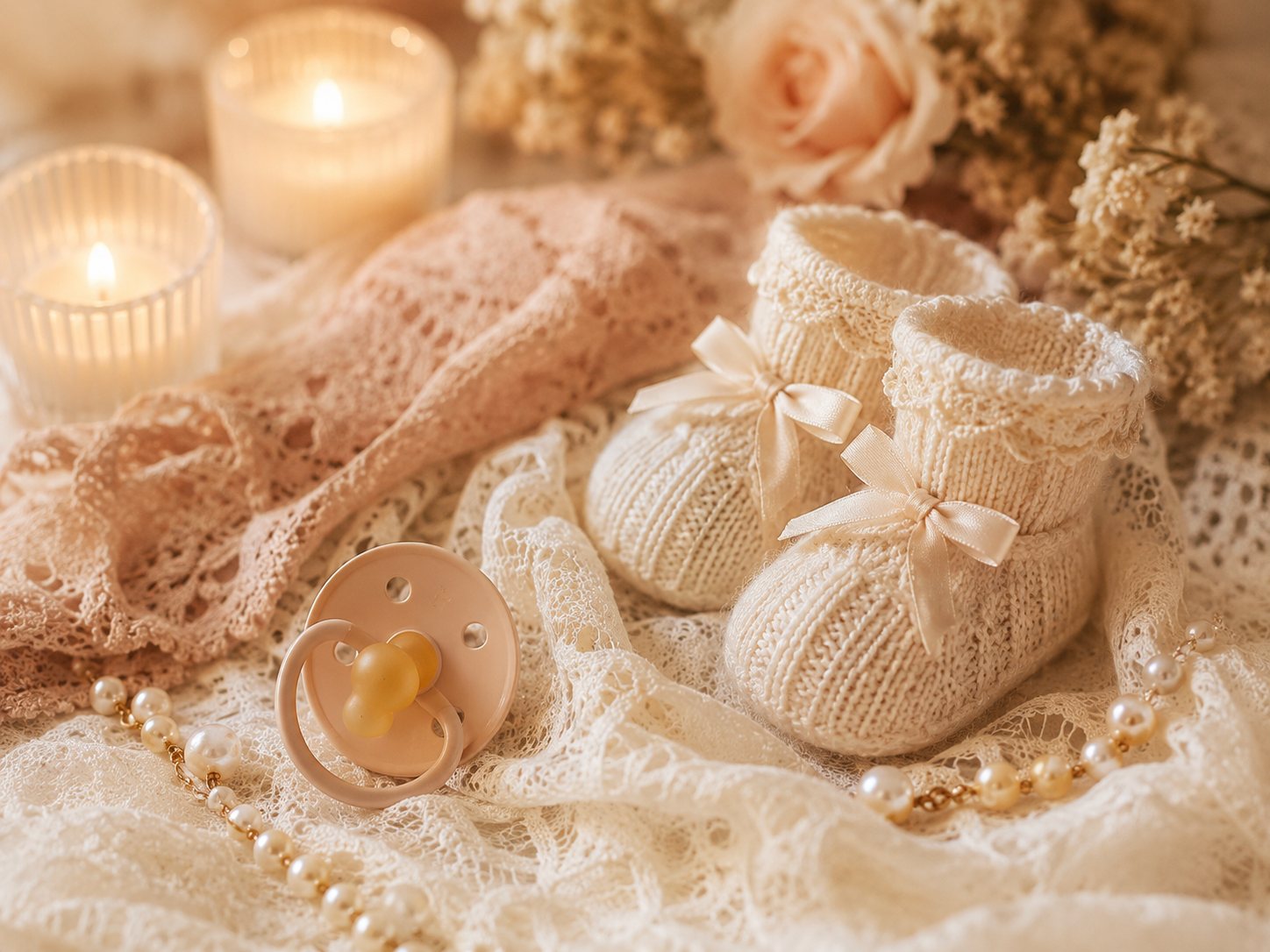 Baby shoes and pacifier